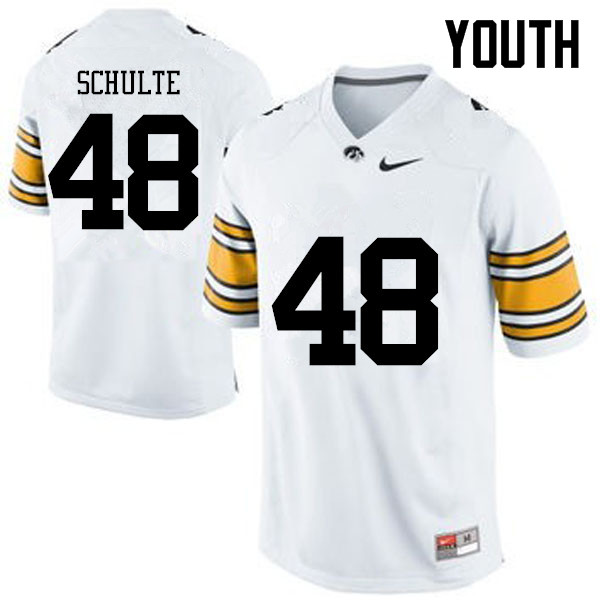 Youth Iowa Hawkeyes #48 Bryce Schulte College Football Jerseys-White - Click Image to Close